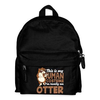 Sea Otter Cartoon Human Costume - Kids' Backpack - black - Front