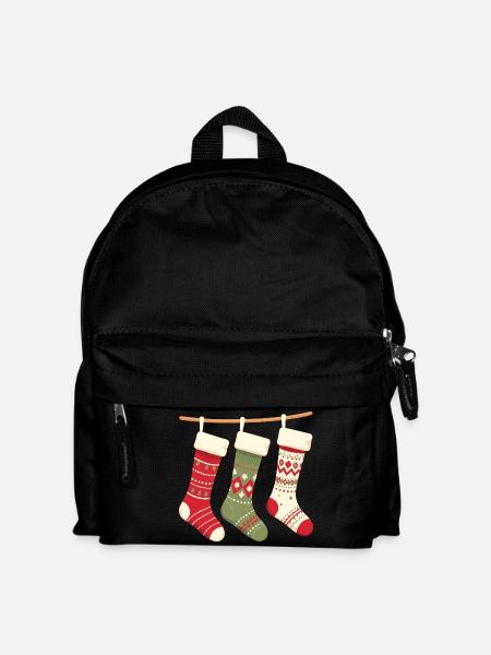 Three Stockings Christmas Pattern - Kids' Backpack - black
