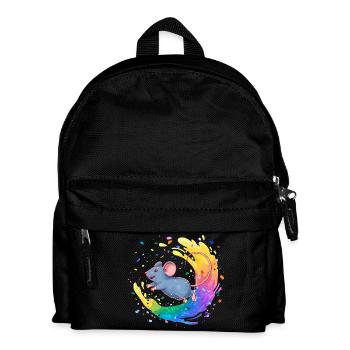 Souris colorée dans un tourbillon de couleurs - Sac à dos Enfant - noir - Devant
