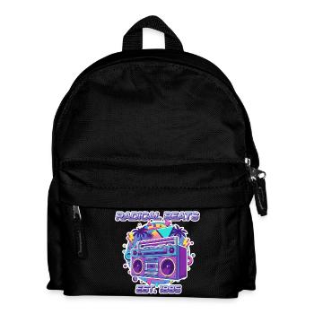 Radical Beats – 80s Retro Boombox Design - Kids' Backpack - black - Front