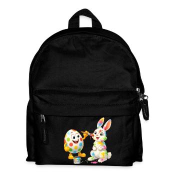 Lustiges Osterei bemalt fröhlichen Osterhasen - Kinder Rucksack - Schwarz - Vorne