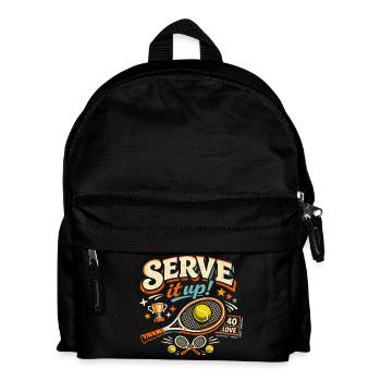 Tennis Serve It Up Retro Motiv - Kinder Rucksack - Schwarz - Vorne