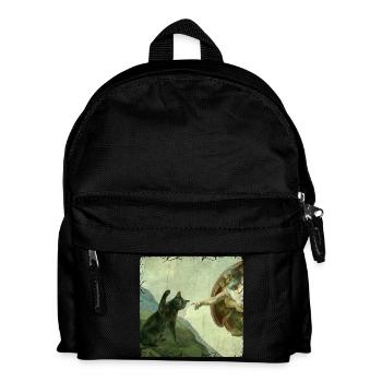 Cat Slaps God's Hand Funny Cats Meme - Kids' Backpack - black - Front