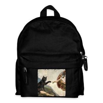 Cat Slaps God's Hand Funny Cats Meme - Kids' Backpack - black - Front