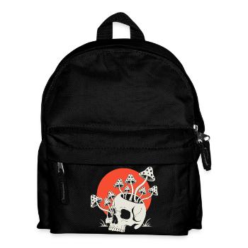 Skull with Mushrooms Red Sun - Kids' Backpack - black - Front