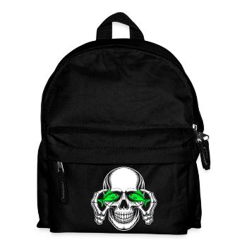 Skull with green fish eyes - Kids' Backpack - black - Front