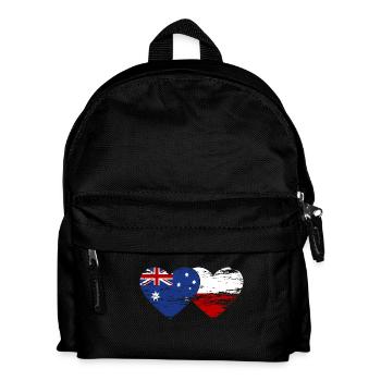 Australia Poland Flag Heart used - Kids' Backpack - black - Front