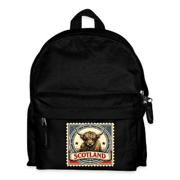 Timbre vintage Highland Cow Scotland - Sac à dos Enfant - noir - Devant