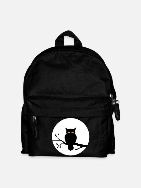 Eule im Vollmond - Kinder Rucksack - Schwarz
