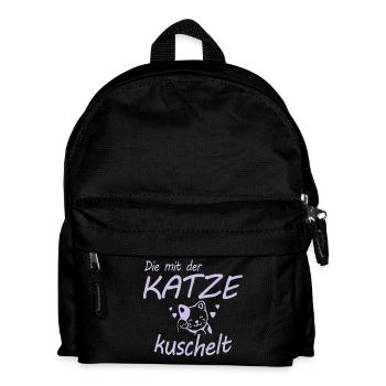 Die mit der Katze kuschelt Geschenk - Kinder Rucksack - Schwarz - Vorne