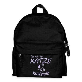 Die mit der Katze kuschelt Geschenk - Kinder Rucksack - Schwarz - Vorne