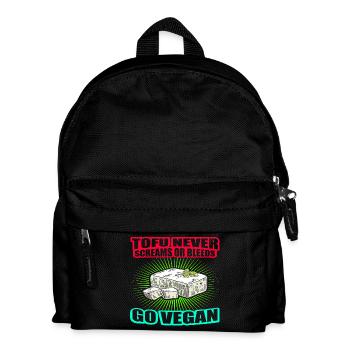 Tofu Never Screams Or Bleeds GO VEGAN - Kinder Rucksack - Schwarz - Vorne