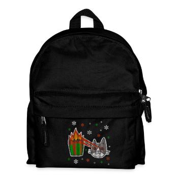 Ugly Christmas Laser Cat Snowflakes Gift - Kids' Backpack - black - Front