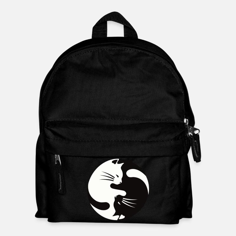 2 Katzen schmusen ,ying yang - Kinder Rucksack - Schwarz