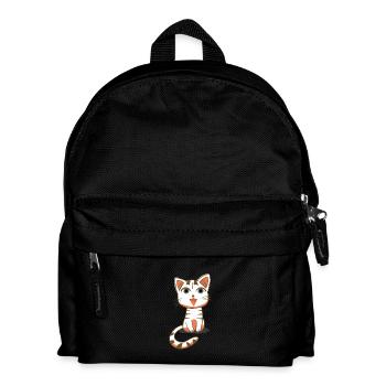 white cat - Kids' Backpack - black - Front
