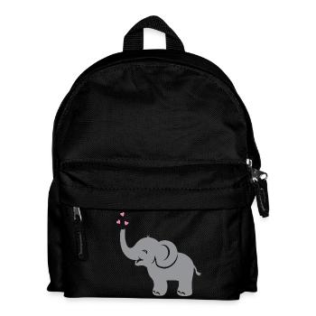 Lustiger Babyelefant mit Herzen - Kinder Rucksack - Schwarz - Vorne