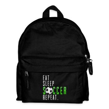 Eat Sleep Soccer Repeat Fußball Spruch Geschenk - Kinder Rucksack - Schwarz - Vorne