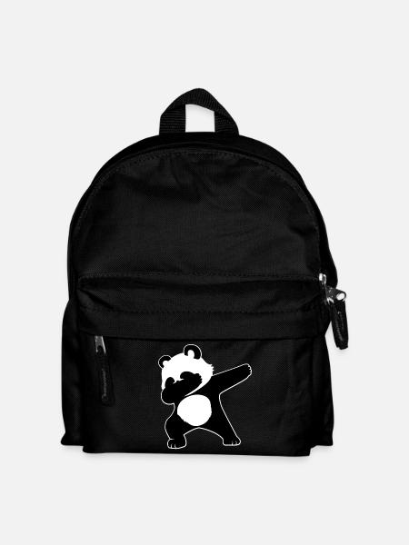Dabbing Panda Lustiges Tier Shirt - Kinder Rucksack - Schwarz