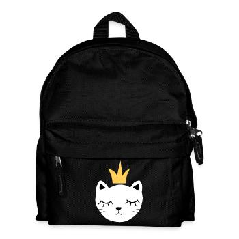 chat blanc avec couronne - Sac à dos Enfant - noir - Devant