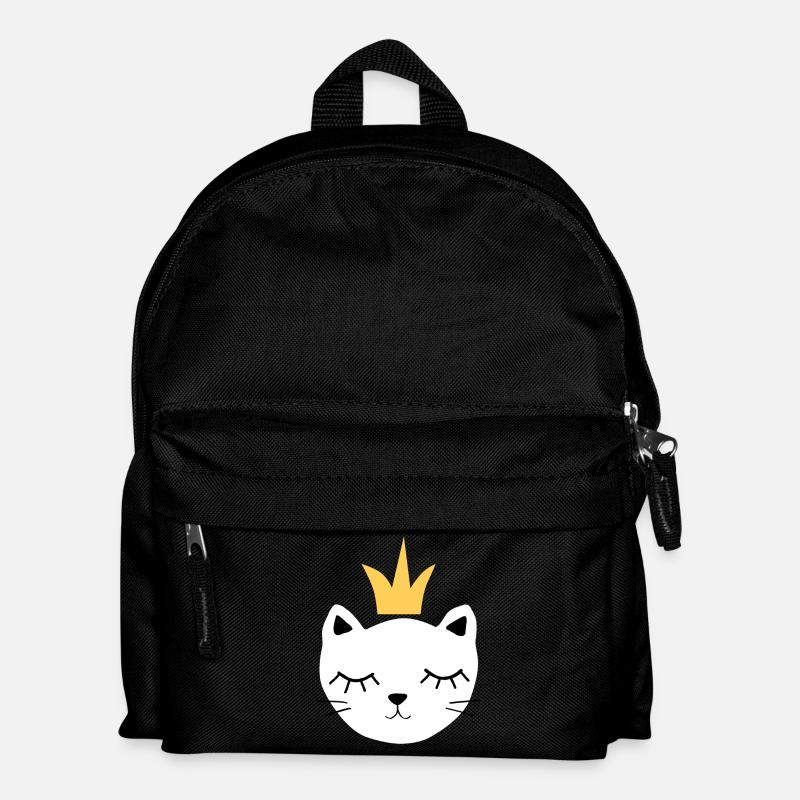 chat blanc avec couronne - Sac à dos Enfant - noir