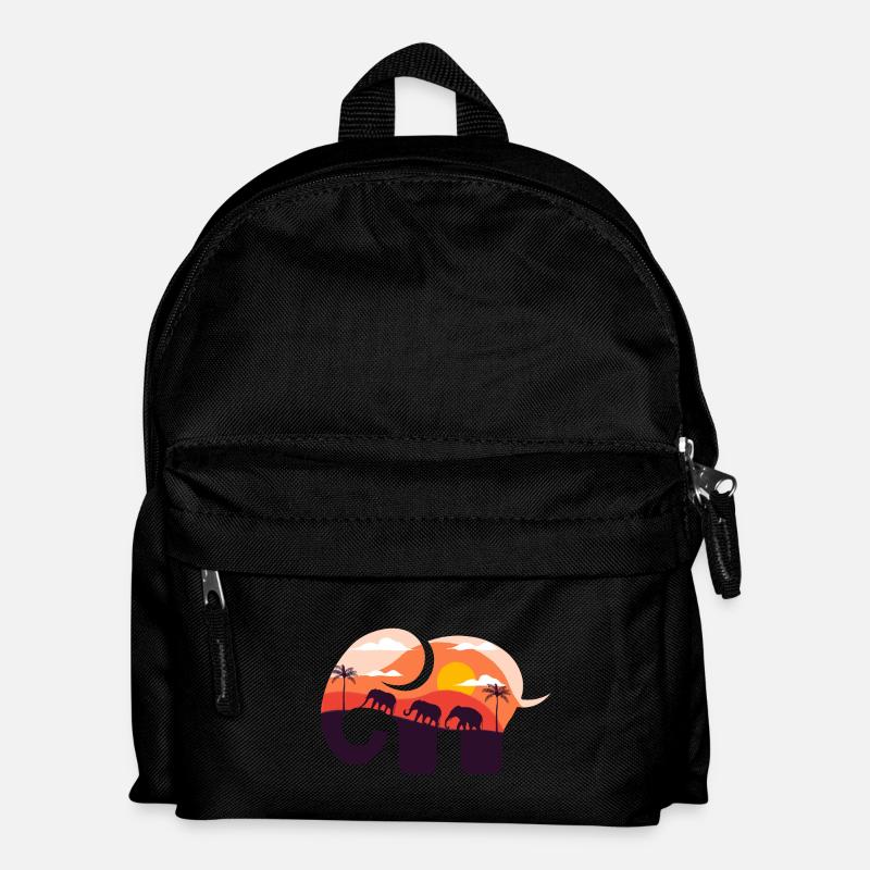 Elefant Savanne Sonnenuntergang - Kinder Rucksack - Schwarz