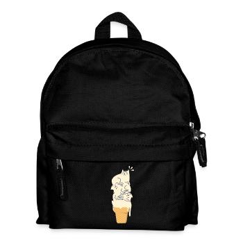 Katze auf Eis Katzen Kätzchen Haustier Geschenk - Kinder Rucksack - Schwarz - Vorne