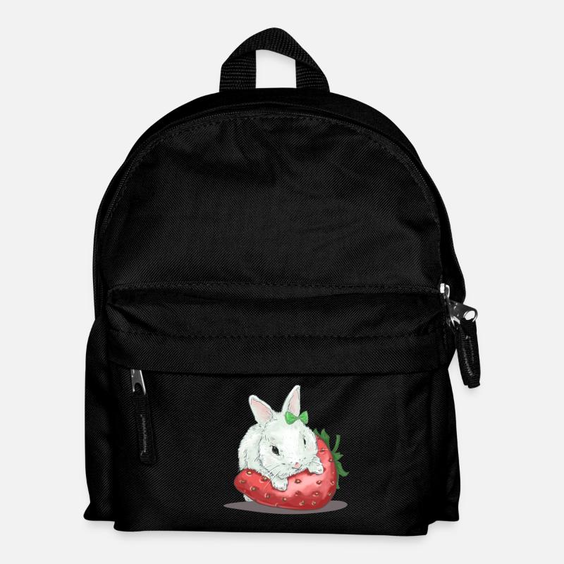 Süßer Hase auf Erdbeere - Kinder Rucksack - Schwarz