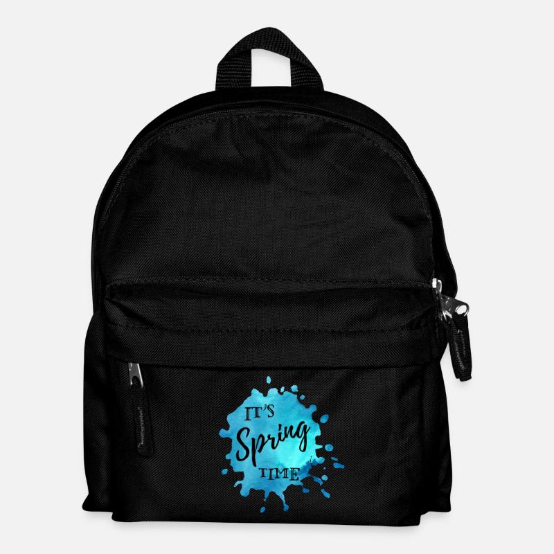Farbklecks Blau "It's Spring Time" - Kinder Rucksack - Schwarz
