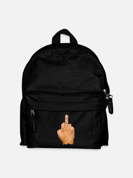 Middle Finger Pixel Censored - Kids' Backpack - black