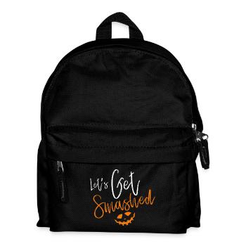 Halloween Kürbis Geschenk Laterne Süßes Saures - Kinder Rucksack - Schwarz - Vorne