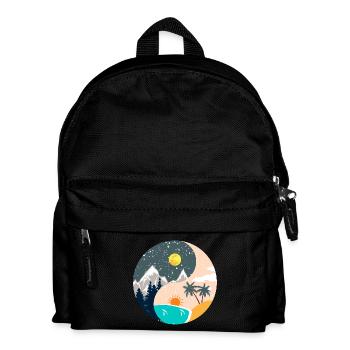 Ying & Yang - Sonnenuntergang & Berglandschaft - Kinder Rucksack - Schwarz - Vorne