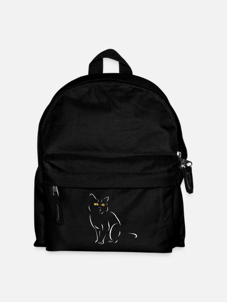 Weiße Katzen mit gelben Augen T Shirt gestrichelt - Kinder Rucksack - Schwarz