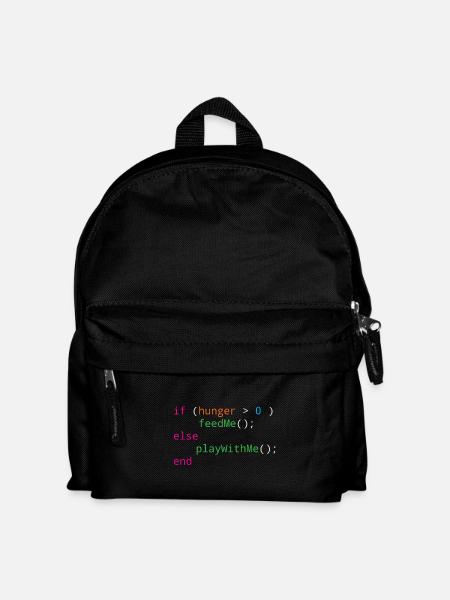 Programmierer Quellcode Hunger oder Spielen - Kinder Rucksack - Schwarz