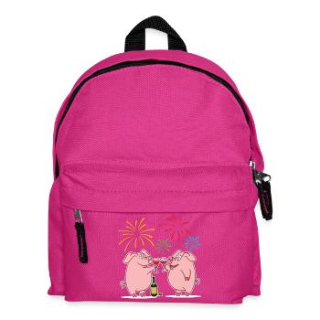 Glücksschwein Glücksbringer Silvester Neujahr - Kinder Rucksack - Fuchsia - Vorne
