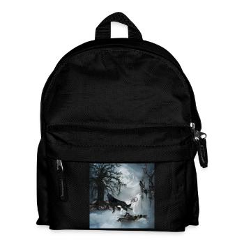 Loup noir et blanc - Sac à dos Enfant - noir - Devant