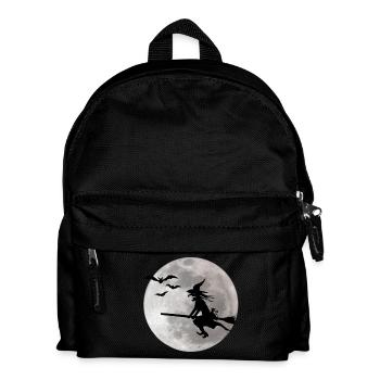 Halloween witch with a cat flies on the sky - Kids' Backpack - black - Front