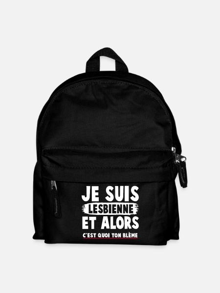 Humorous feminist t-shirt with a committed message - Kids' Backpack - black