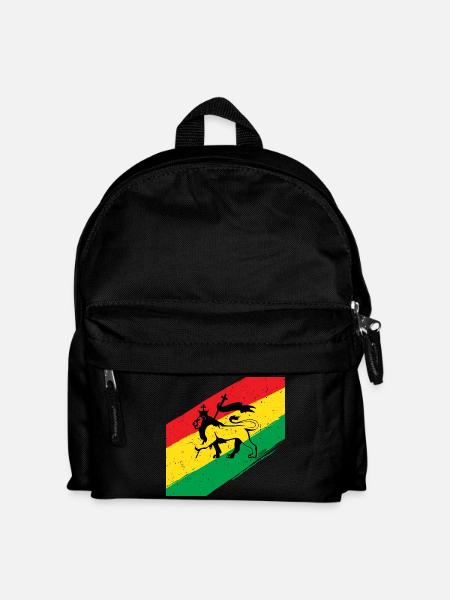 Rasta Löwe vor Dreifarben Flagge - Kinder Rucksack - Schwarz