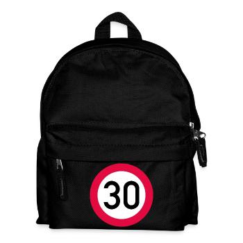30. Geburtstag Achtung! Verkehrsschild 30 Km/h - Kinder Rucksack - Schwarz - Vorne