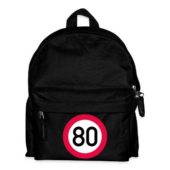 80. Geburtstag Achtung! Verkehrsschild 80 Km/h - Kinder Rucksack - Schwarz - Vorne