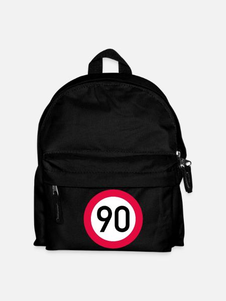 90. Geburtstag Achtung! Verkehrsschild 90 Km/h - Kinder Rucksack - Schwarz