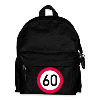 60. Geburtstag Achtung! Verkehrsschild 60 Km/h - Kinder Rucksack - Schwarz - Vorne