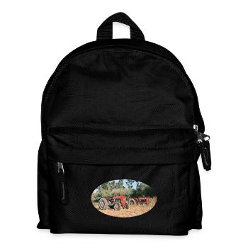 Rote Traktoren im Feld - Kinder Rucksack - Schwarz - Vorne