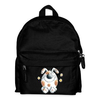 Hund mit Gänseblümchen Niedliches Cartoon  - Kinder Rucksack - Schwarz - Vorne