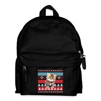 Ugly Christmas Sweater Katze - Kinder Rucksack - Schwarz - Vorne