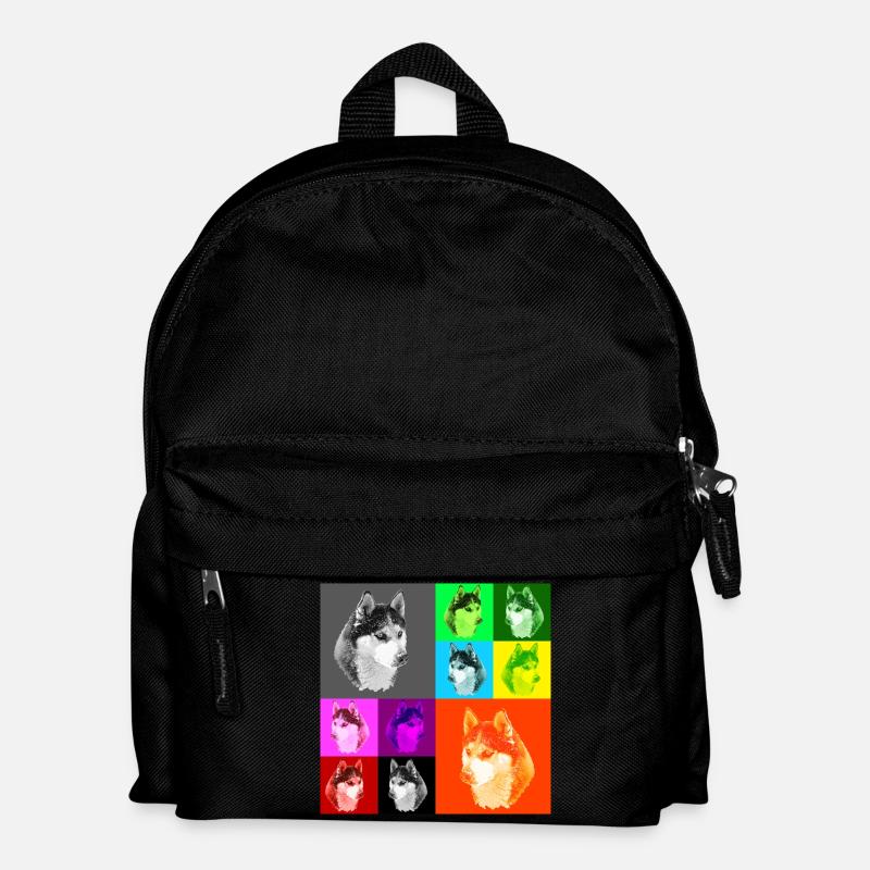 Pop Art Husky Portrait - Kinder Rucksack - Schwarz