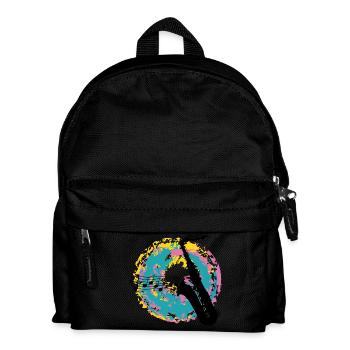 Saxofon auf Farbklecksen - Kinder Rucksack - Schwarz - Vorne