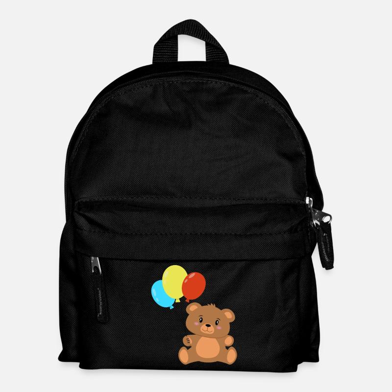Teddybär mit Luftballons - Kinder Rucksack - Schwarz