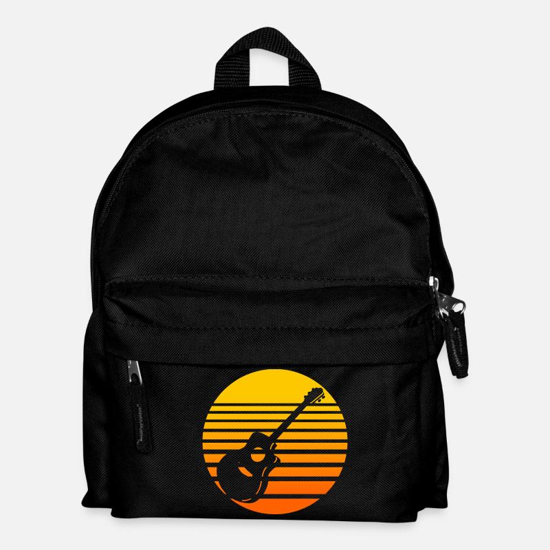 Retro Sonnenuntergang mit Gitarre Design - Kinder Rucksack - Schwarz