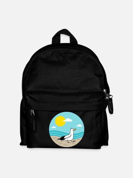 Möwe am Meer - Kinder Rucksack - Schwarz